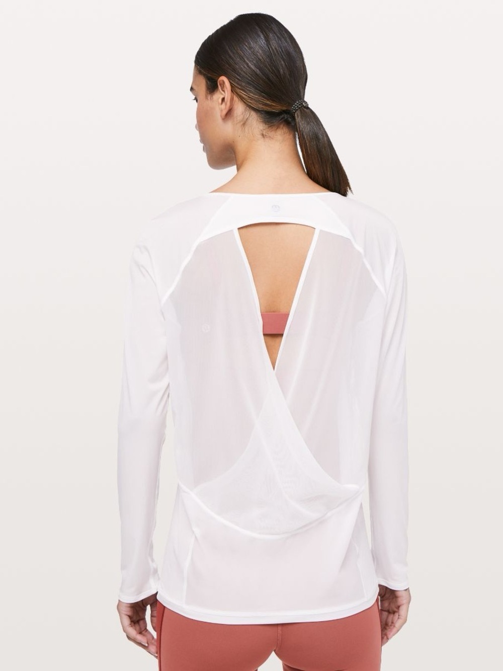 Lululemon White Sheer Long Sleeve Athletic Top sz L
